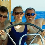 Ben, Chris and Mike sailing - whole family at the helm!
