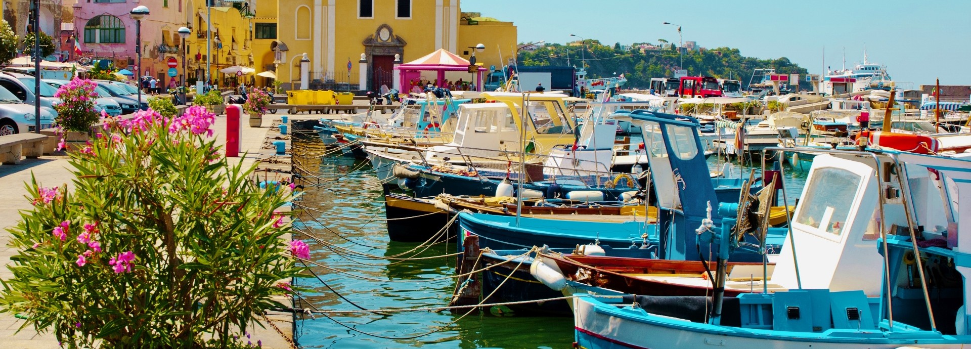 Fishing boats on Procida Island in the Bay of Naples