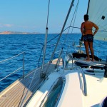 Sailing to Budelli, past Spagi in Sardinia, Italy