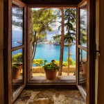 Window view from the fort in Parga