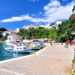 Skiathos old port fishing boats