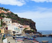 Alicudi Seashore with fishing boats