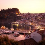 Parga town by night