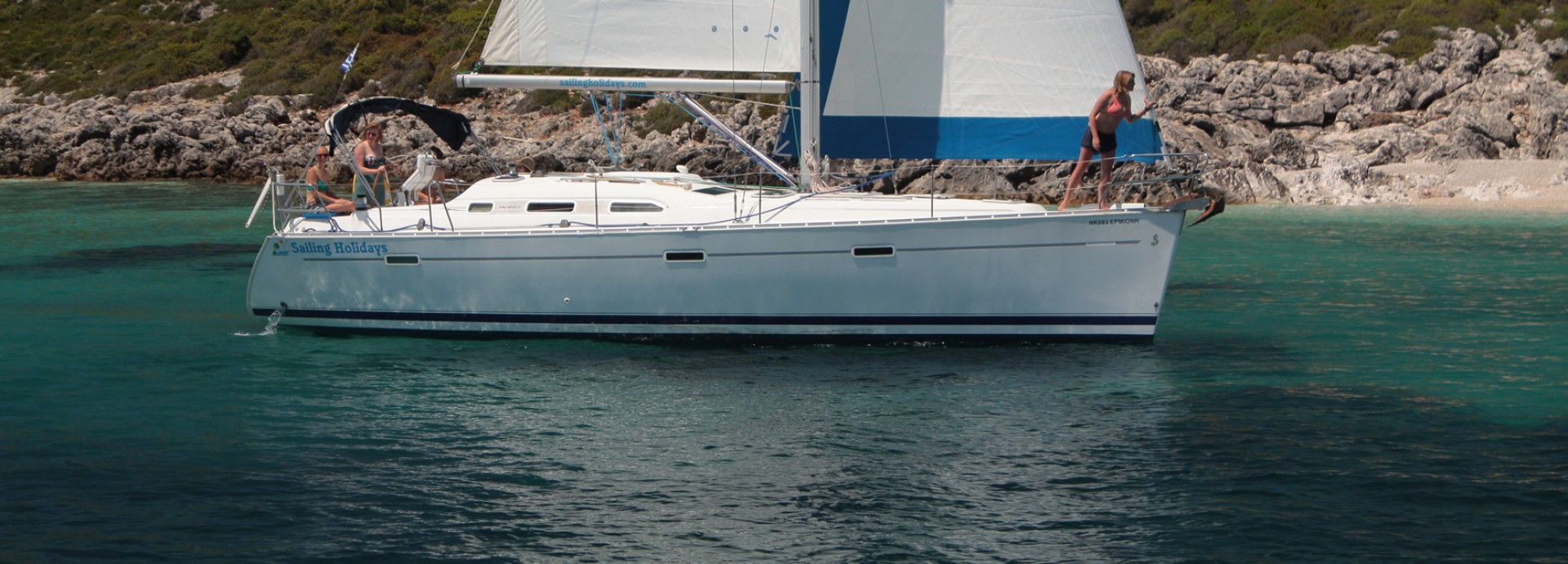 Beneteau 393 Sailing past Greek Mainland