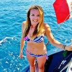 Anchored for a swim near Budelli Island Sardinia Italy