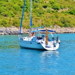 Anchored for a lunch stop Swim and SUP in the Saronic Islands