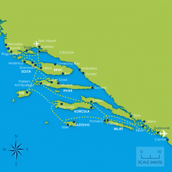 Two Week Dalmatian Islands Route Map