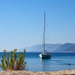 Yacht at anchor near Dubrovnik