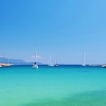 Yachts anchored off Samos Island