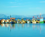 Fishing boats in Petriti on Corfu Island