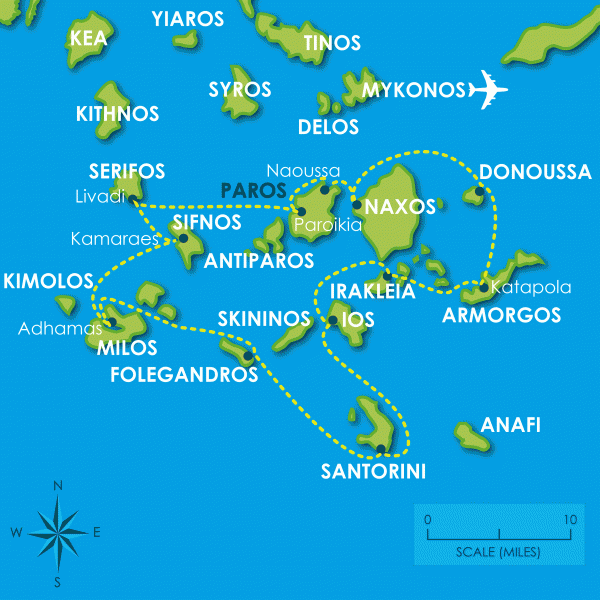 Two Week Cyclades Paros Map