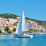 Sailing past Skiathos Town