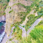 The steps down to Sorgeto Natural Hot Springs