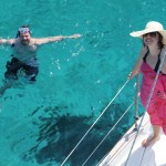 Couple on a boat anchored in the southern bays