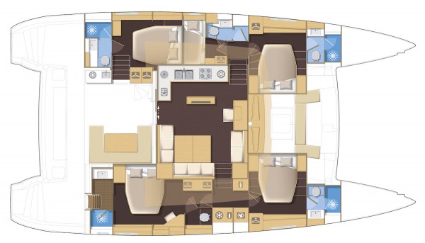 Lagoon 560 Five Cabin Deck Plan