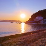 Sunset from the beach in Loutraki on Skopelos Island