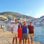Alex, Amy, Aaron and Liam exploring Hydra Town