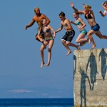 Jumping off the quay