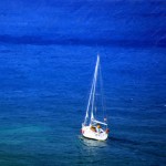 Lone yacht sailing Bodrum