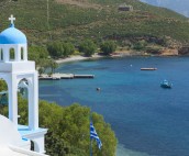 Gorgeous Greek Church overlooking bay