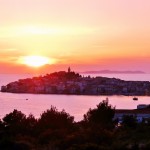 Sunset looking west over Primosten Town