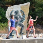 Posing with the Olympian in Agnondas, Skopelos