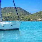 Yacht anchored by Ithaka Island