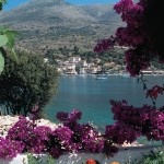 Boat and flowers in Euphemia, Kefalonia