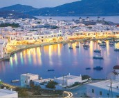 Naxos Town by night, Mykonos