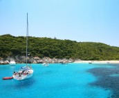 Yacht in bay on Corfu