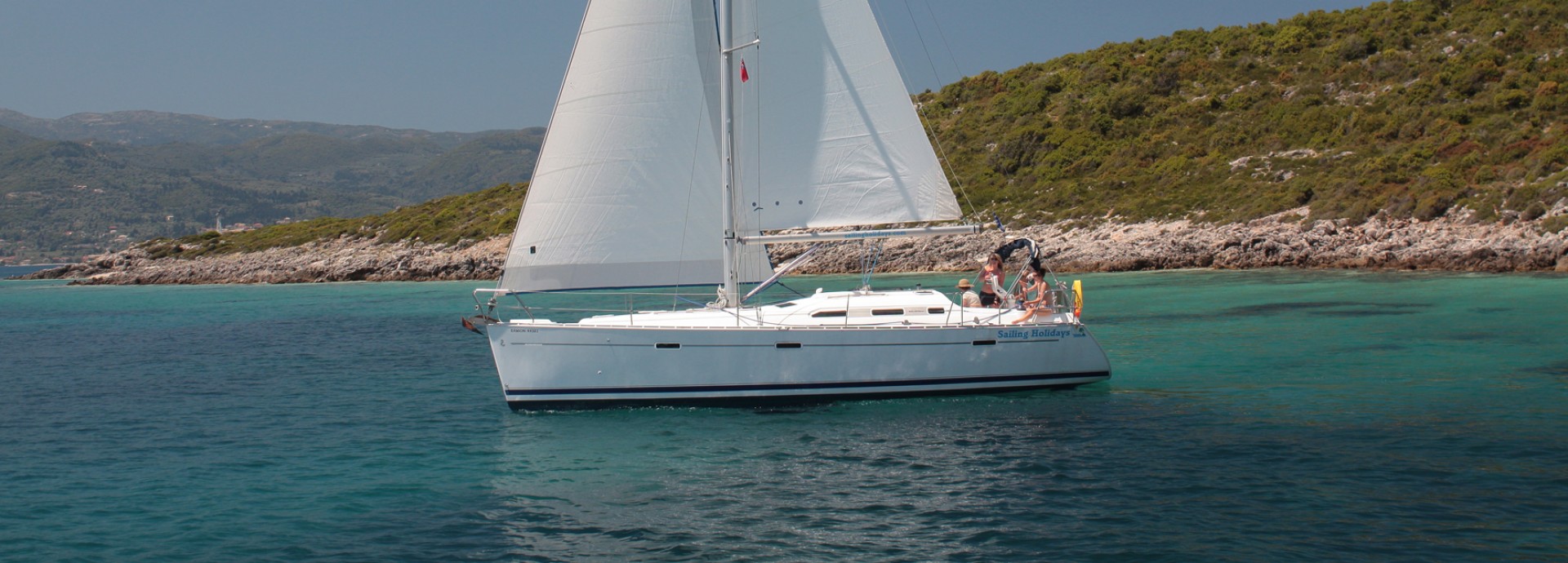 Beneteau 393 Sailing past Greek Mainland 2