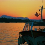 Sunset over the sleeping lady in Poros