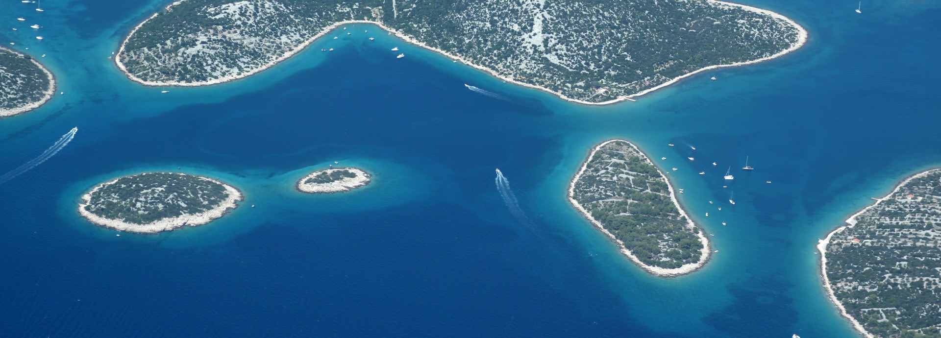 Aerial view Kornati Islands near Murter