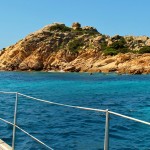 Sailing past Budelli, Sardinia, Italy