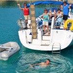 Anchored in Lakka Bay for a swim!