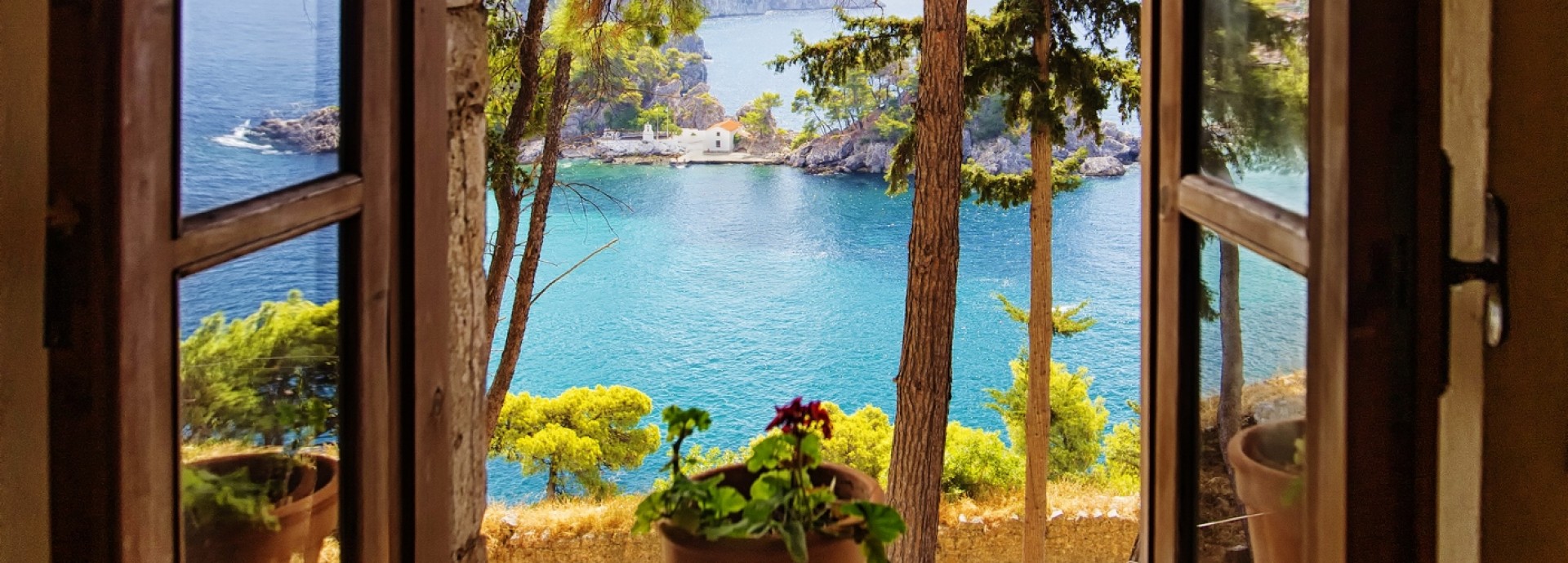 Window view from the fort in Parga