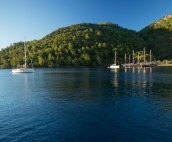 Yacht in bay