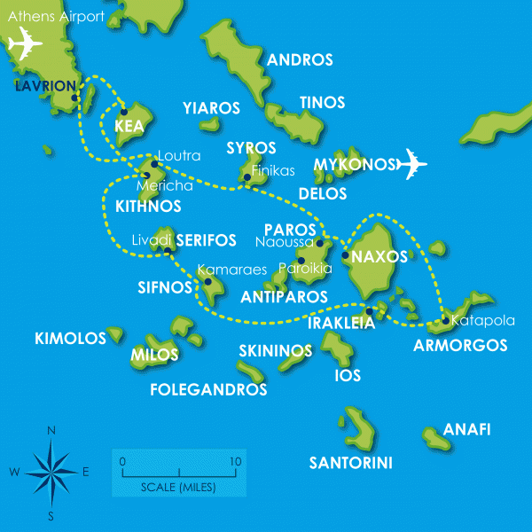 Two Week Cyclades Lavrion Map