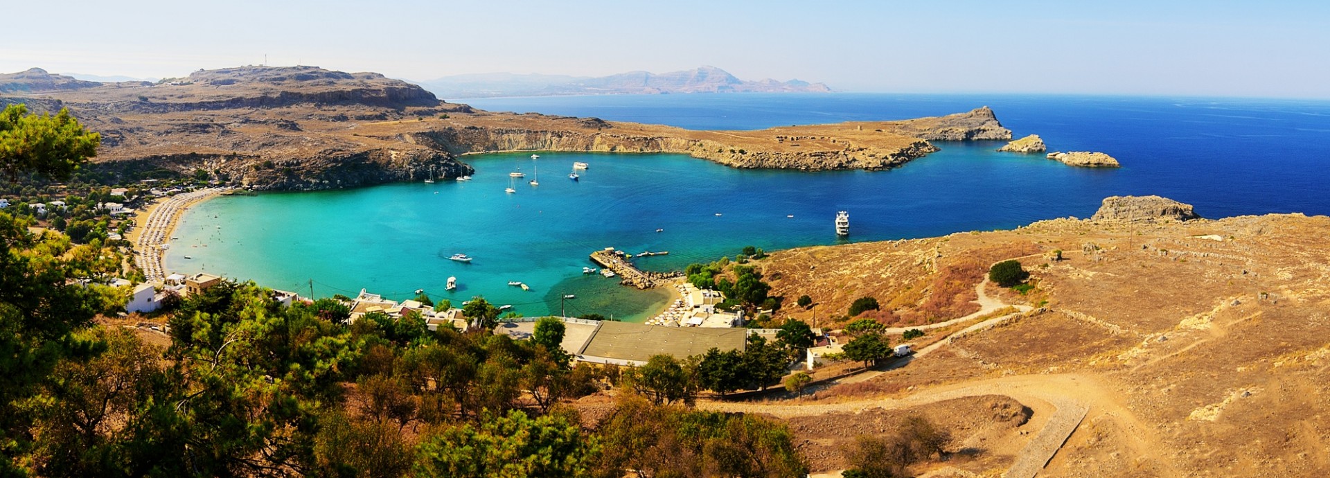 Lindos Bay on Rhodes Island