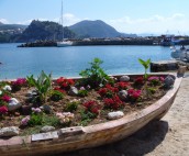 Parga Bay with rowing boat